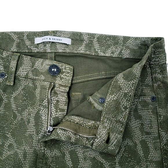 NEW RICH & SKINNY Legacy Snakeskin Jeans Olive Green Women's Size 28 - Picture 8 of 11